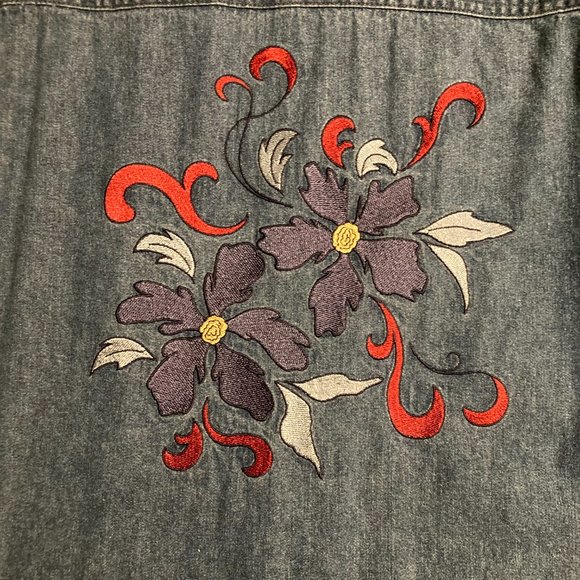 NWOT Vintage Breckenridge Denim Embroidered Long Sleeve Top Size L - Picture 12 of 15